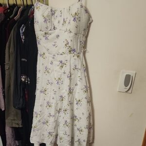 Floral White and Purple Women's Dress